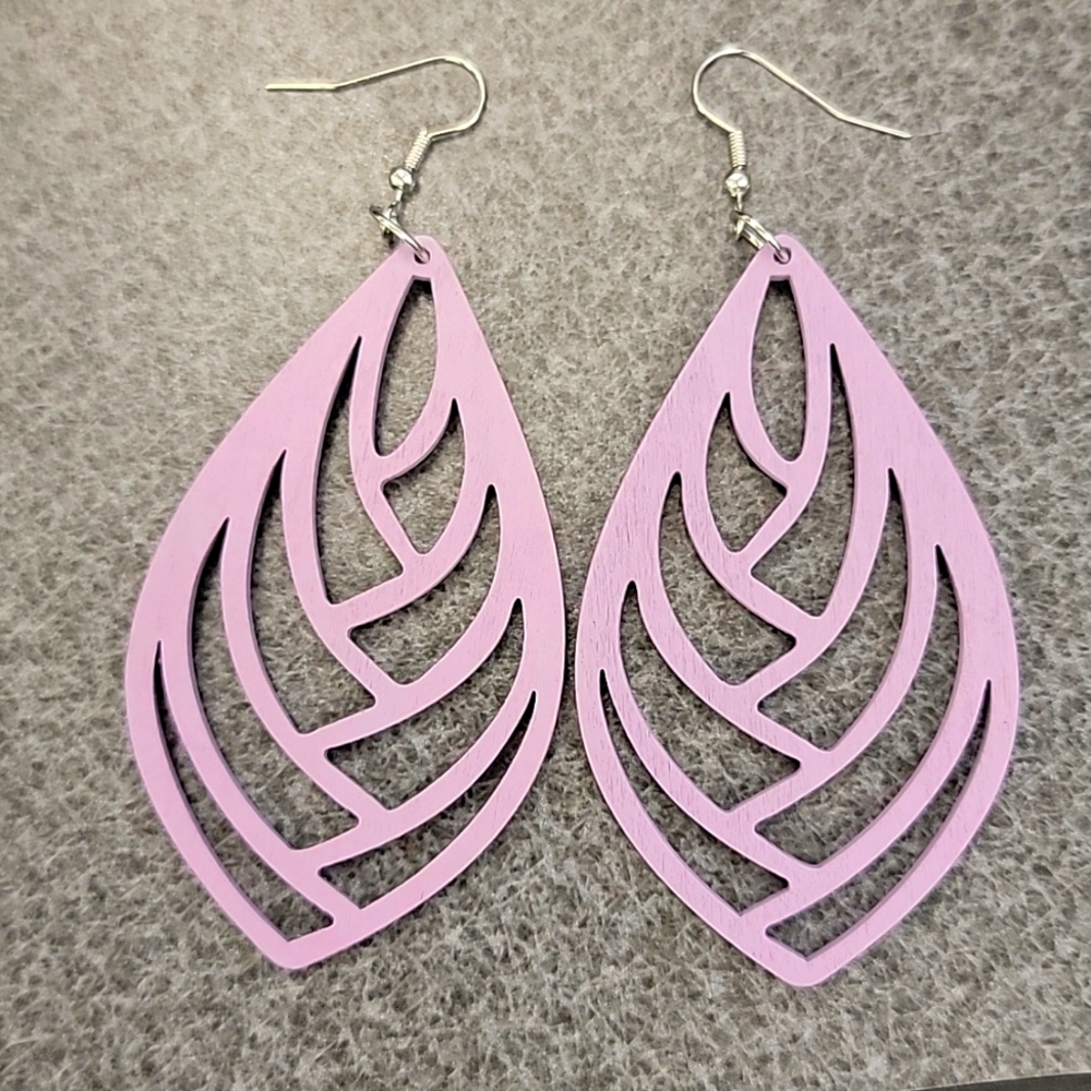 Purple Boho Dangle Wood  Earrings